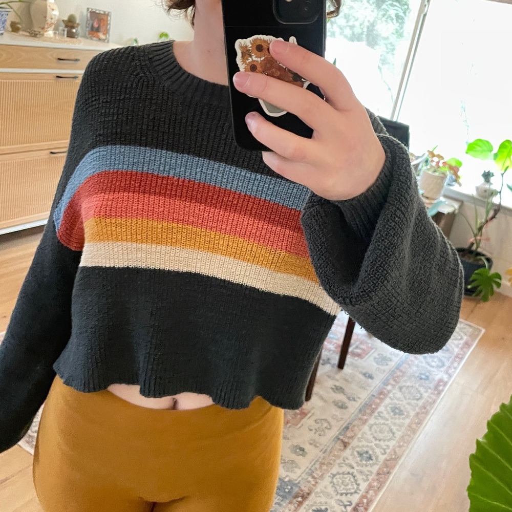 American Eagle Outfitters Multicolor Striped Cropped Sweater